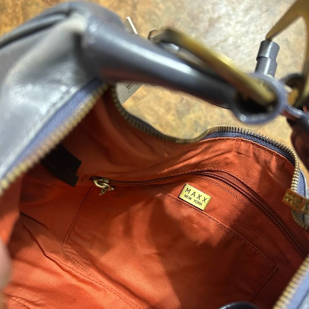 VINTAGE NWT Maxx New York Smoky Blue Leather Hobo Bag - Picture 4 of 9